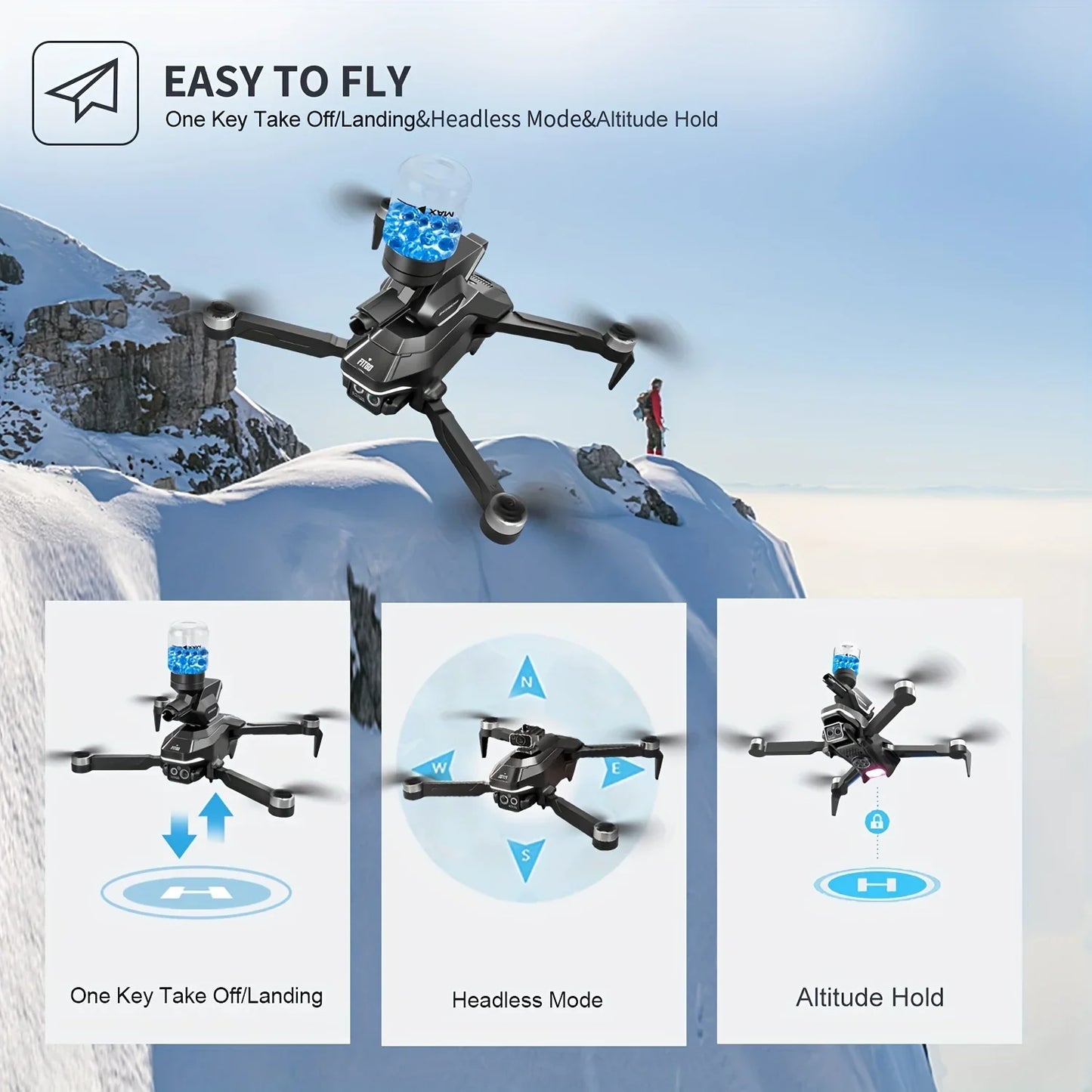 Drone Acuático Plegable con Cámara Dual HD y Vuelo Inteligente