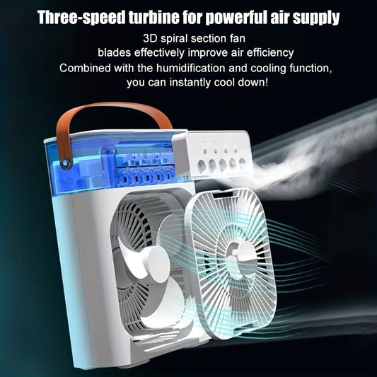 Ventilador Portátil USB 2 en 1 con Humidificador y Difusor de Aromas