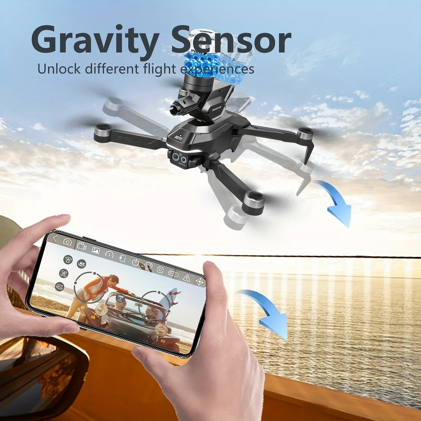 Drone Acuático Plegable con Cámara Dual HD y Vuelo Inteligente