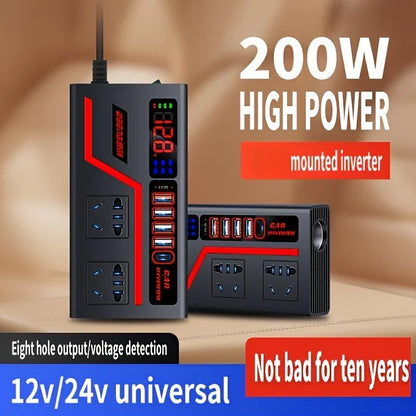 Inversor 200W Convierte y Carga Rápido en tu Vehículo