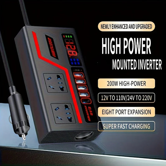 Inversor 200W Convierte y Carga Rápido en tu Vehículo