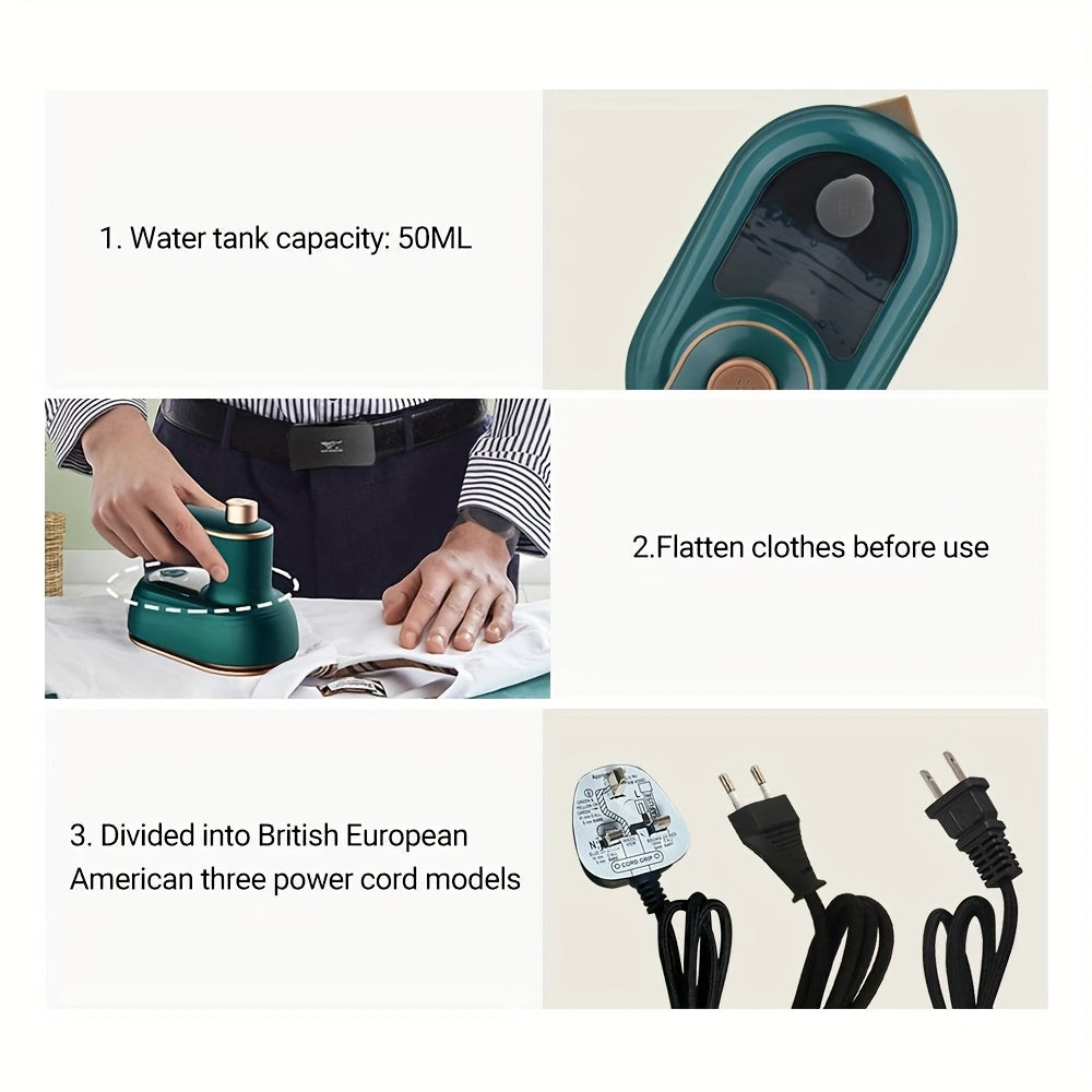 Plancha de Vapor Portátil 110V, Calienta Rápido 15s, Ideal para Viajes