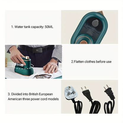Plancha de Vapor Portátil 110V, Calienta Rápido 15s, Ideal para Viajes