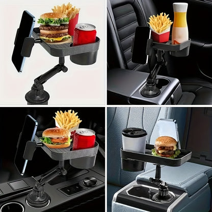 Soporte 3-en-1 para Coche: Portavasos, Teléfono y Tablet