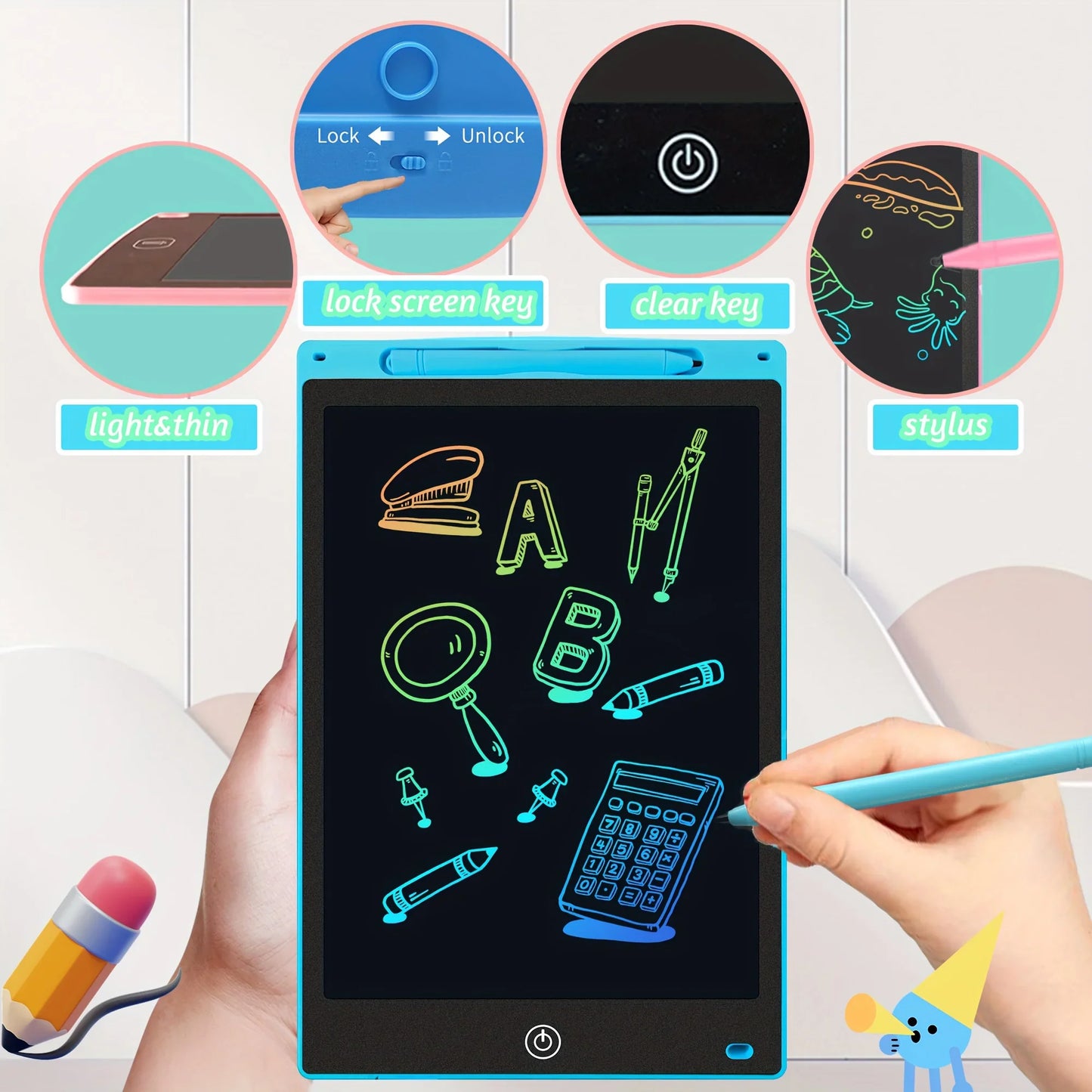 Tableta LCD 12” para Dibujo y Aprendizaje – Borrable y Reutilizable