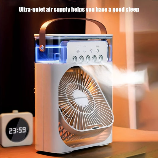 Ventilador Portátil USB 2 en 1 con Humidificador y Difusor de Aromas