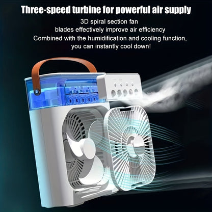Ventilador Portátil USB 2 en 1 con Humidificador y Difusor de Aromas